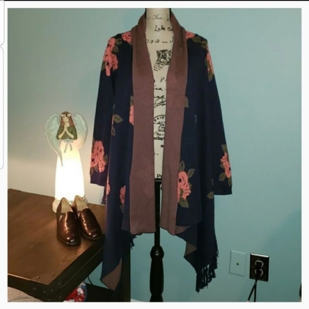 Revolve BB Dakota Malone Floral Fringe Cardigan Sm - Picture 5 of 8